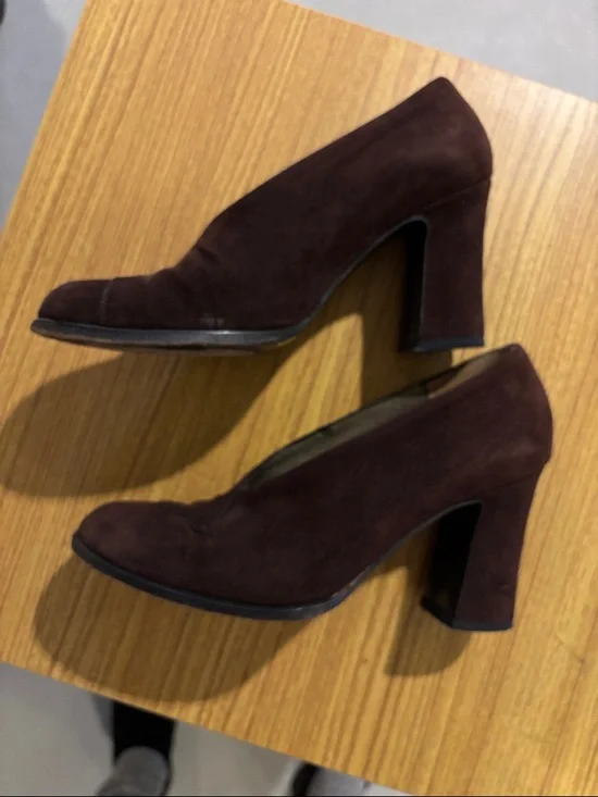 Yves Saint Laurent Deep Brown Suede Heels - Picture 3 of 6